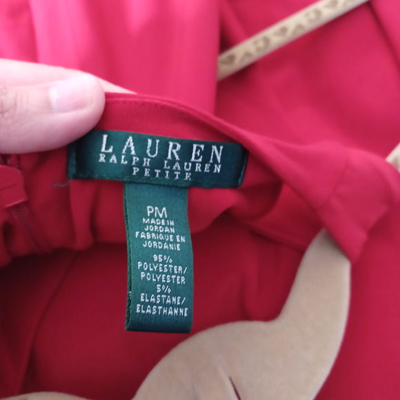 Lauren Ralph Lauren Women’s Jumpsuit Red Wide Leg Belted Formal Stretch Size PM - Picture 4 of 8